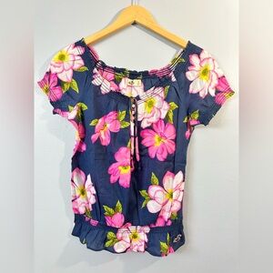 Hollister Blue Floral Top SIZE S